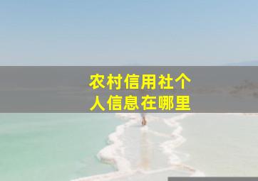 农村信用社个人信息在哪里