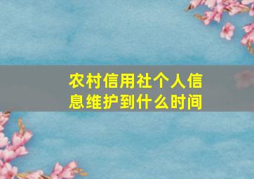 农村信用社个人信息维护到什么时间