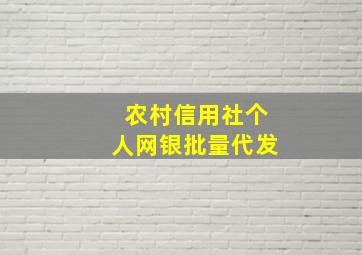 农村信用社个人网银批量代发