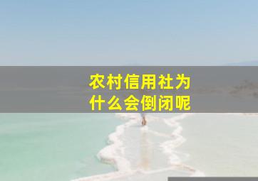 农村信用社为什么会倒闭呢