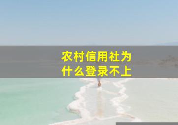 农村信用社为什么登录不上