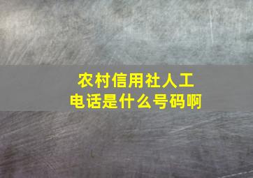 农村信用社人工电话是什么号码啊