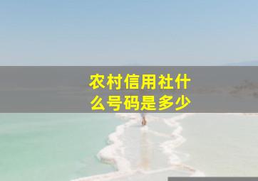 农村信用社什么号码是多少