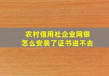 农村信用社企业网银怎么安装了证书进不去