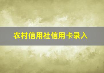 农村信用社信用卡录入