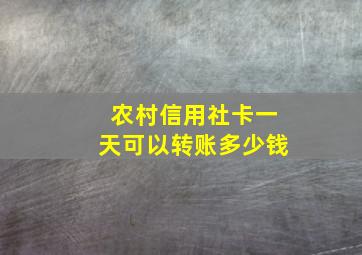 农村信用社卡一天可以转账多少钱