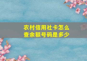 农村信用社卡怎么查余额号码是多少