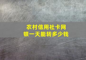 农村信用社卡网银一天能转多少钱