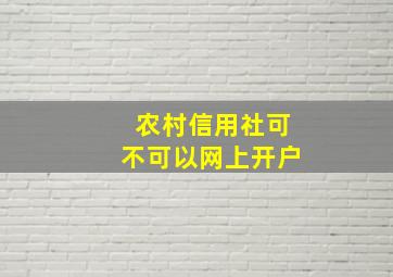 农村信用社可不可以网上开户