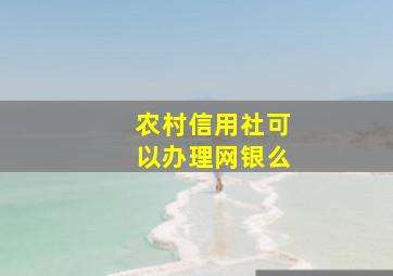 农村信用社可以办理网银么