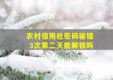 农村信用社密码输错3次第二天能解锁吗