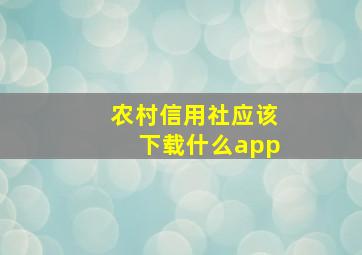 农村信用社应该下载什么app