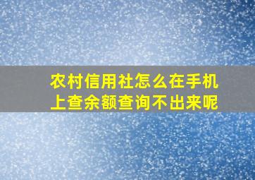 农村信用社怎么在手机上查余额查询不出来呢