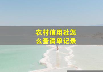 农村信用社怎么查清单记录