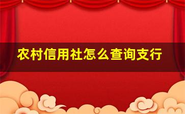 农村信用社怎么查询支行