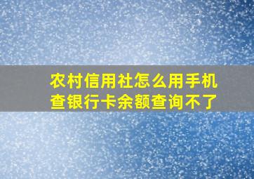 农村信用社怎么用手机查银行卡余额查询不了