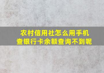 农村信用社怎么用手机查银行卡余额查询不到呢