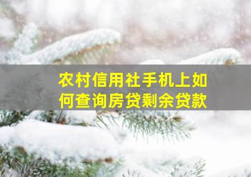 农村信用社手机上如何查询房贷剩余贷款