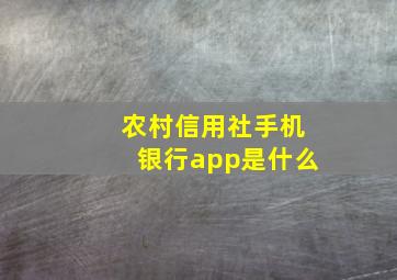 农村信用社手机银行app是什么