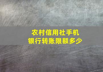 农村信用社手机银行转账限额多少