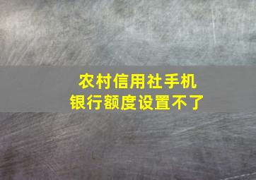 农村信用社手机银行额度设置不了