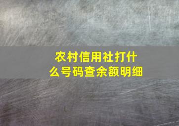 农村信用社打什么号码查余额明细