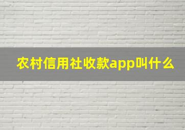 农村信用社收款app叫什么