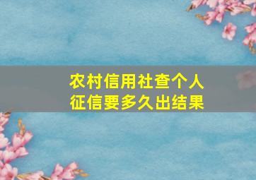 农村信用社查个人征信要多久出结果