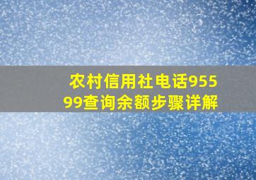 农村信用社电话95599查询余额步骤详解