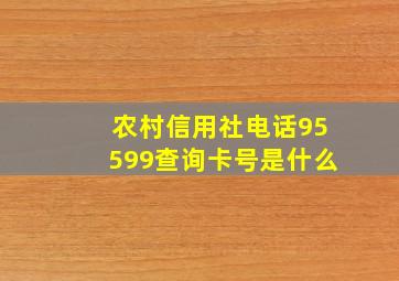 农村信用社电话95599查询卡号是什么