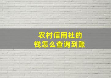 农村信用社的钱怎么查询到账