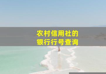 农村信用社的银行行号查询