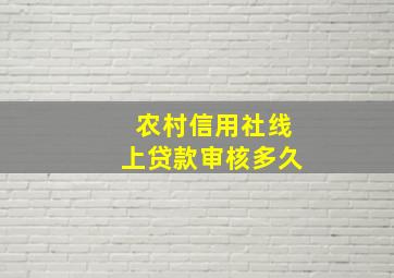 农村信用社线上贷款审核多久