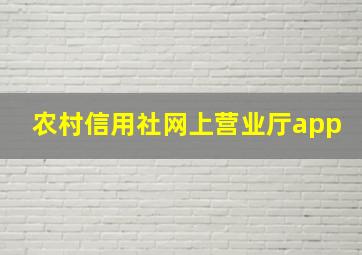 农村信用社网上营业厅app