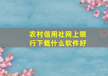 农村信用社网上银行下载什么软件好