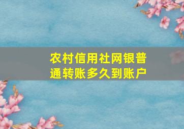 农村信用社网银普通转账多久到账户