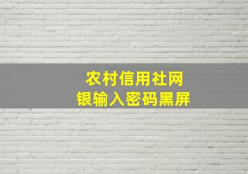 农村信用社网银输入密码黑屏