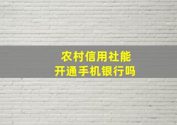 农村信用社能开通手机银行吗