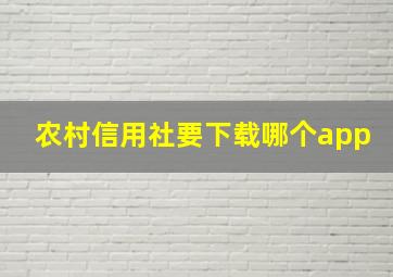 农村信用社要下载哪个app