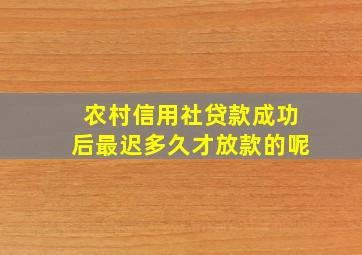 农村信用社贷款成功后最迟多久才放款的呢