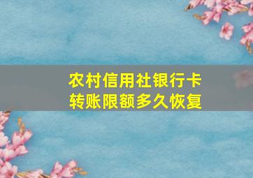 农村信用社银行卡转账限额多久恢复