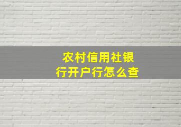 农村信用社银行开户行怎么查