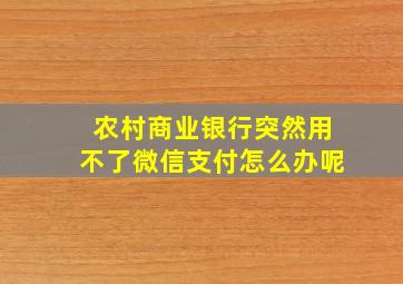 农村商业银行突然用不了微信支付怎么办呢