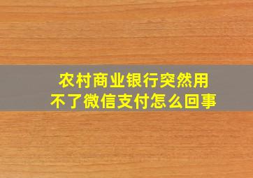 农村商业银行突然用不了微信支付怎么回事