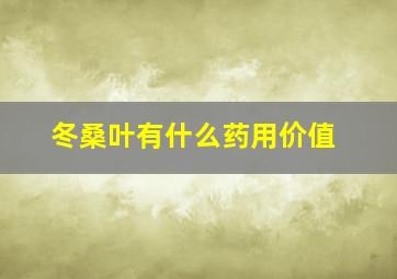 冬桑叶有什么药用价值