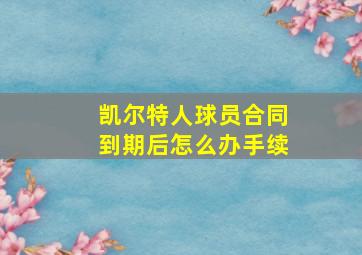 凯尔特人球员合同到期后怎么办手续