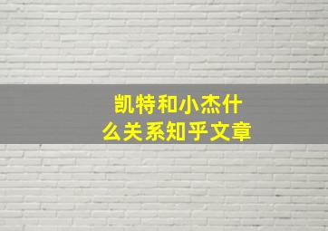 凯特和小杰什么关系知乎文章