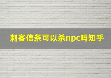 刺客信条可以杀npc吗知乎