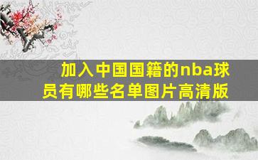 加入中国国籍的nba球员有哪些名单图片高清版