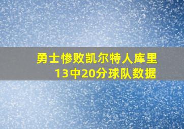 勇士惨败凯尔特人库里13中20分球队数据